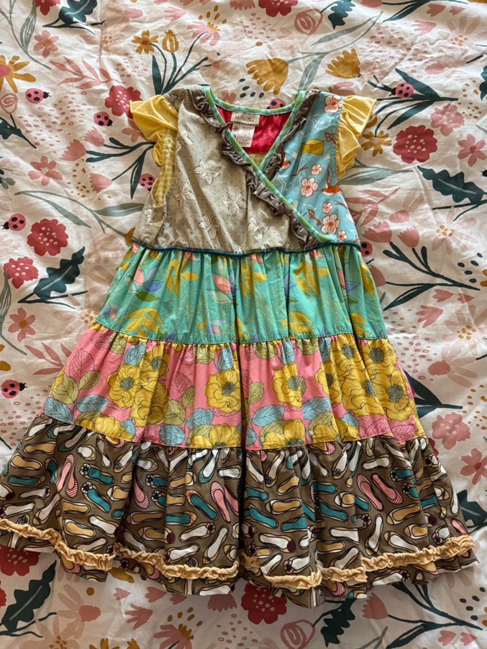 Matilda Jane Red and Green Trim Tiered Girls Dress